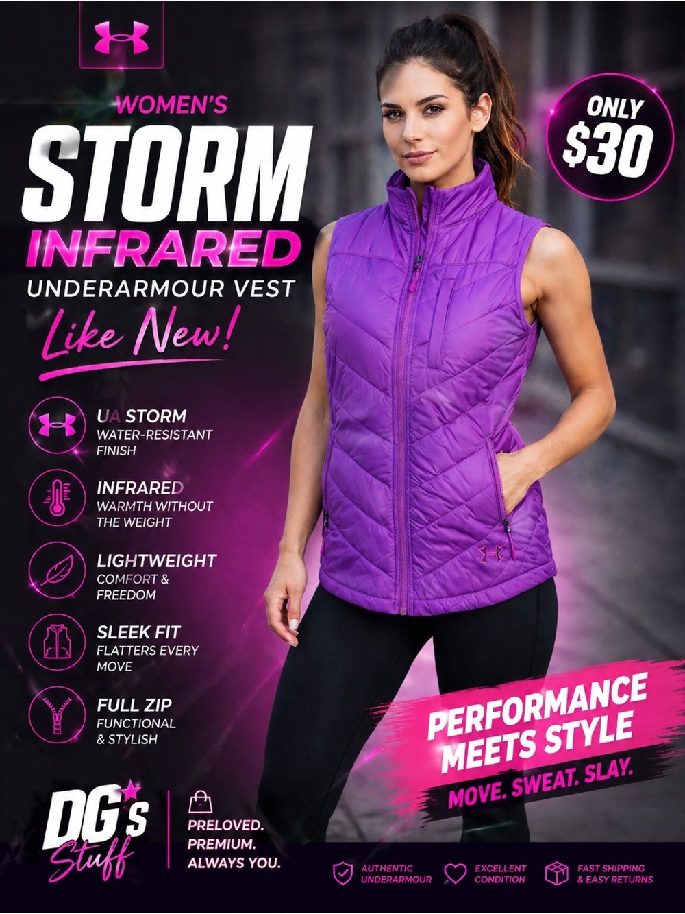 Under Armour Women Purple Quilted Storm Infrared Vest